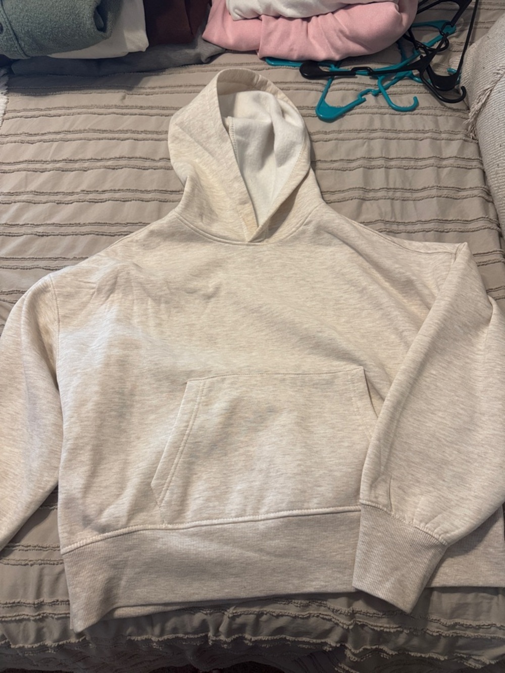 Lightweight Cream Hoodie Sweatshirt
